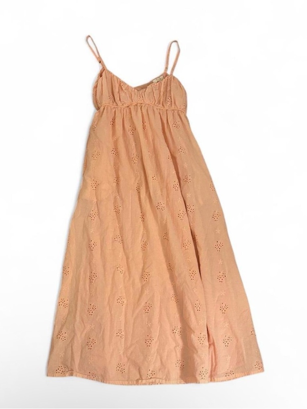 Women's Peach Eyelet Maxi Dress - Lightweight Summer Dress